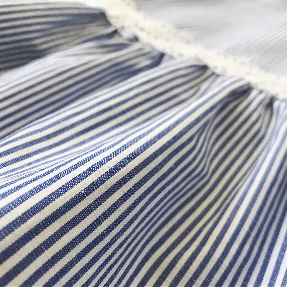 Blue White Stripe Empire Waist Summer Midi Dress - Picture 3 of 7